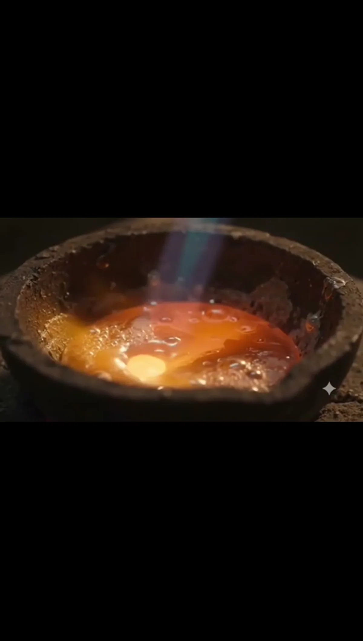 Silver heated in the jewellery making process
