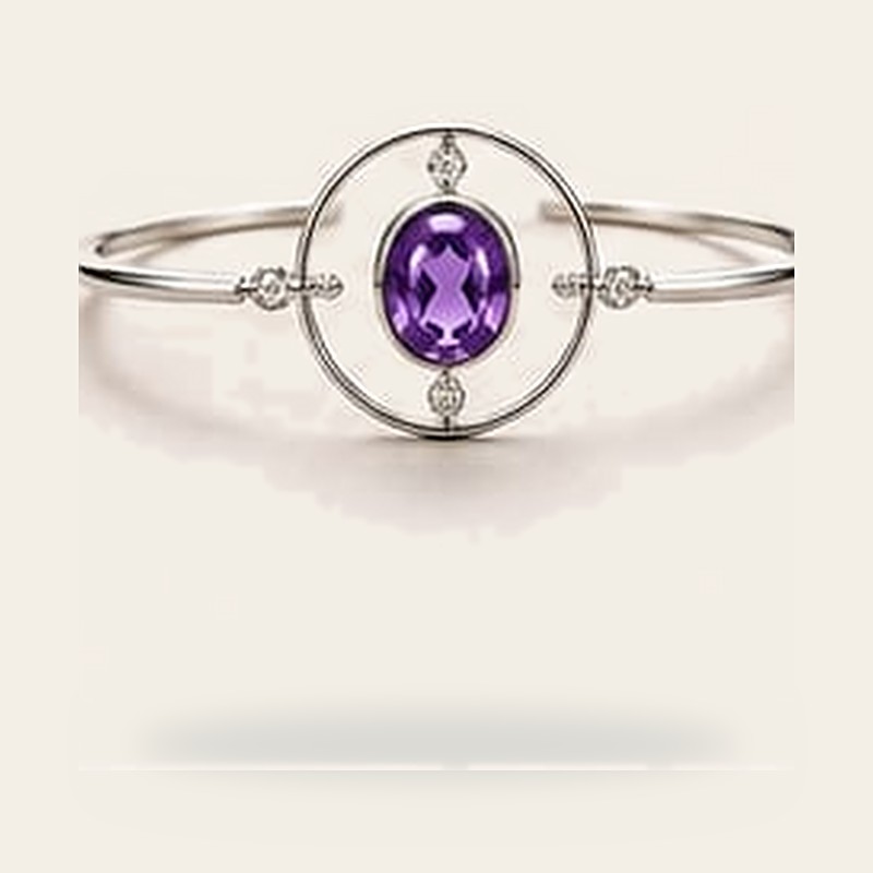 Orbital Harmony Cuff in Amethyst, 925 sterling silver