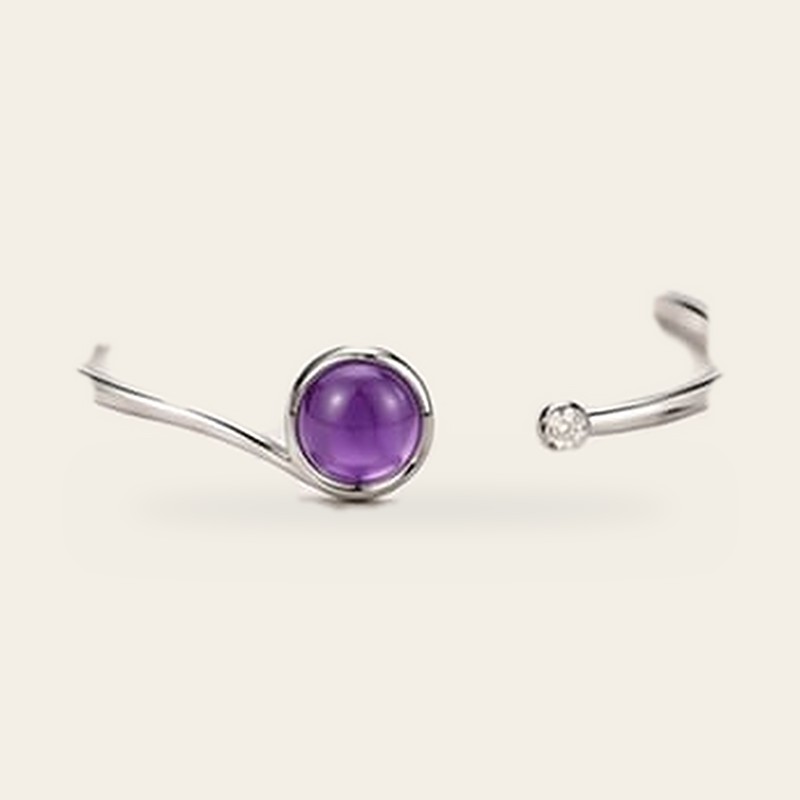 Wave of Light Cuff in Amethyst, 925 sterling silver