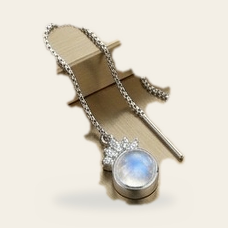 Celestial Drop Threader in Rainbow Moonstone, 925 sterling silver