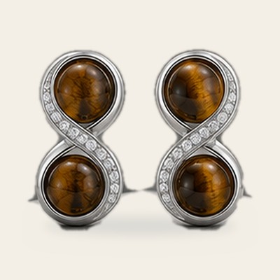 Dual Moon in Tiger Eye, 925 sterling silver