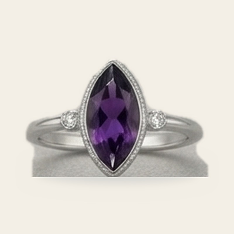 Marquise Bezel Solo in Amethyst, 925 sterling silver