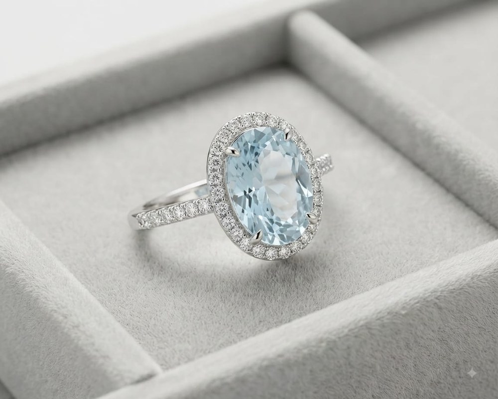 Aquamarine set in 925 sterling silver by Drishtal