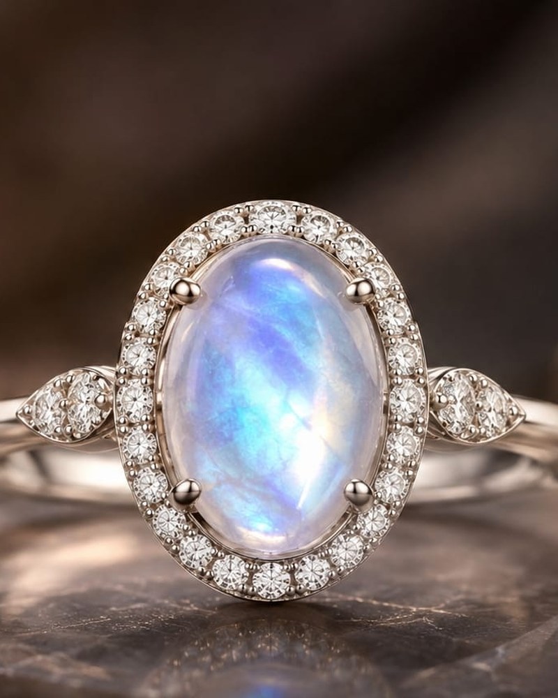 Rainbow Moonstone set in 925 sterling silver by Drishtal