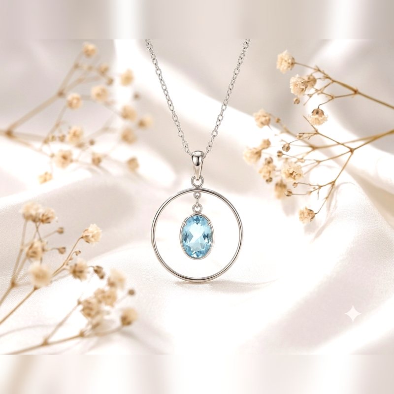 Iris Pendant in Aquamarine, 925 sterling silver