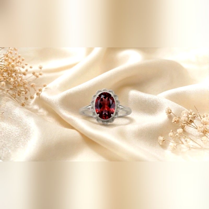 Garnet set in 925 sterling silver by Drishtal